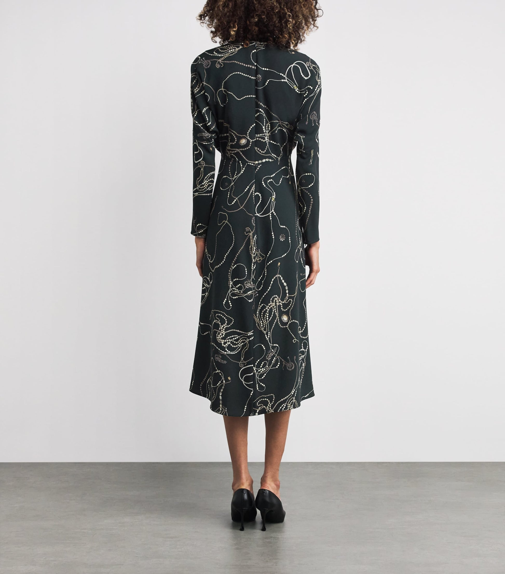 Victoria Beckham Black Printed Dolman Midi Dress