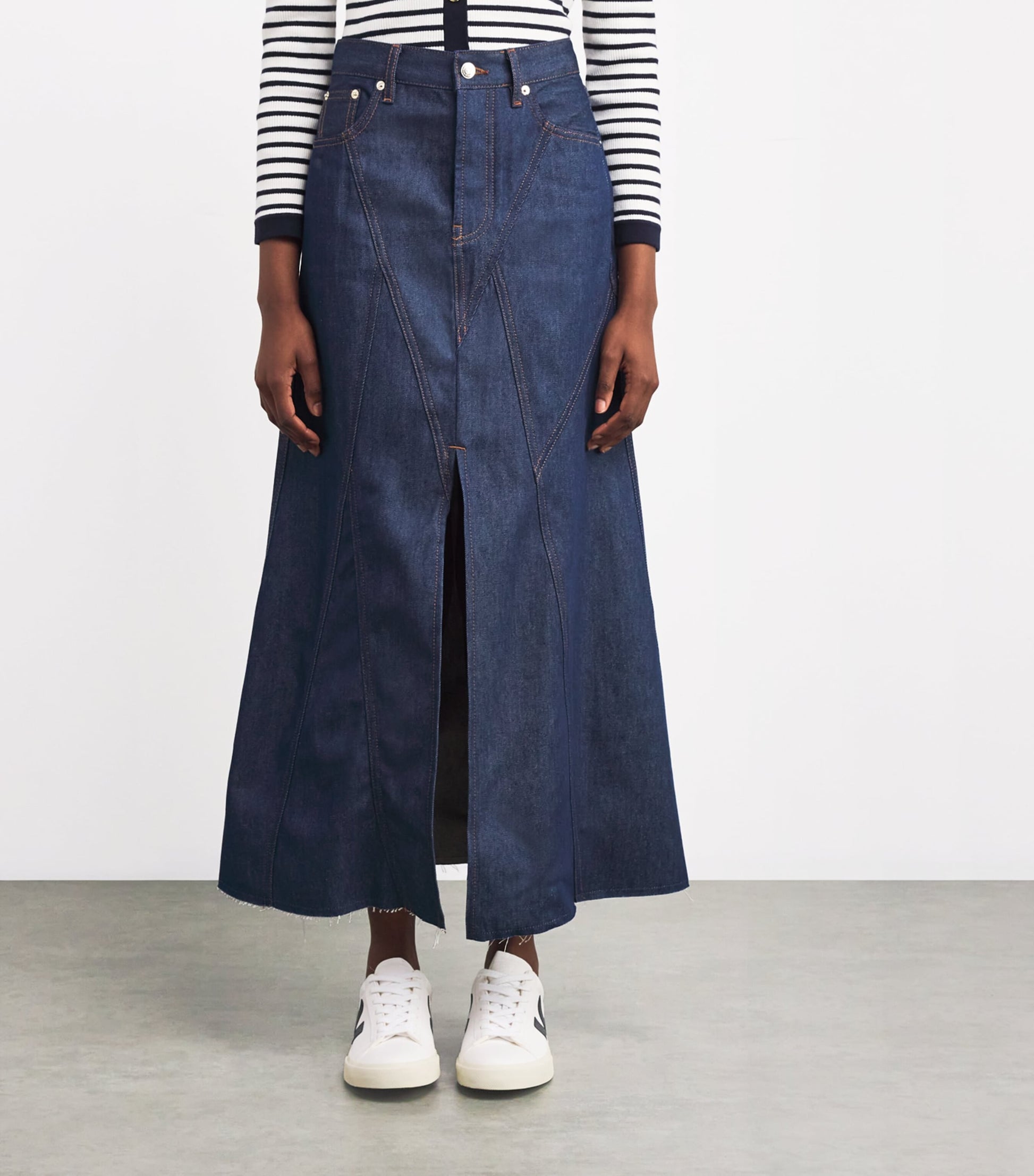 Maje Blue Denim Midi Skirt