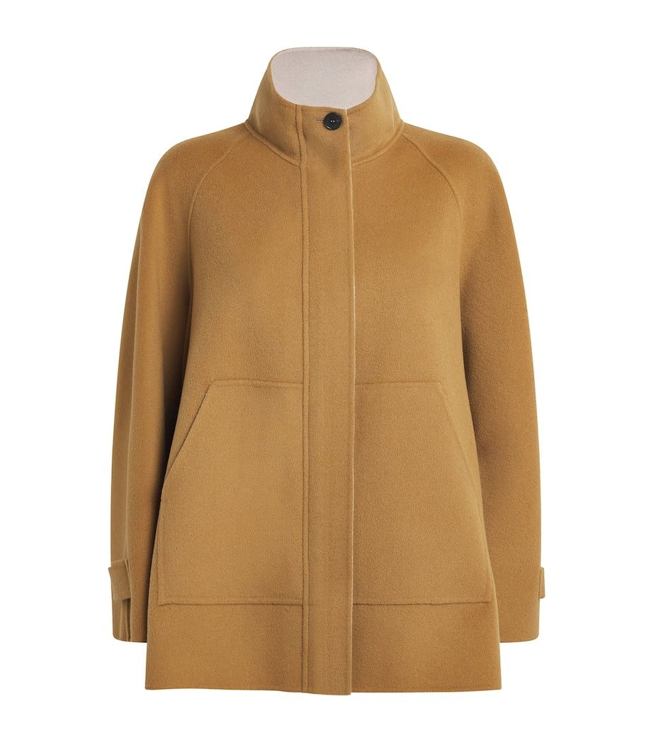 Yellow Virgin Wool High-Neck Coat