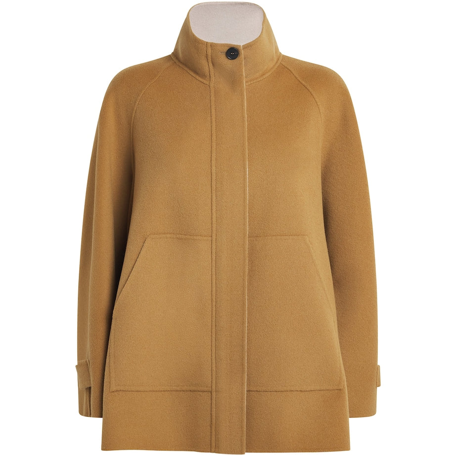 Yellow Virgin Wool High-Neck Coat