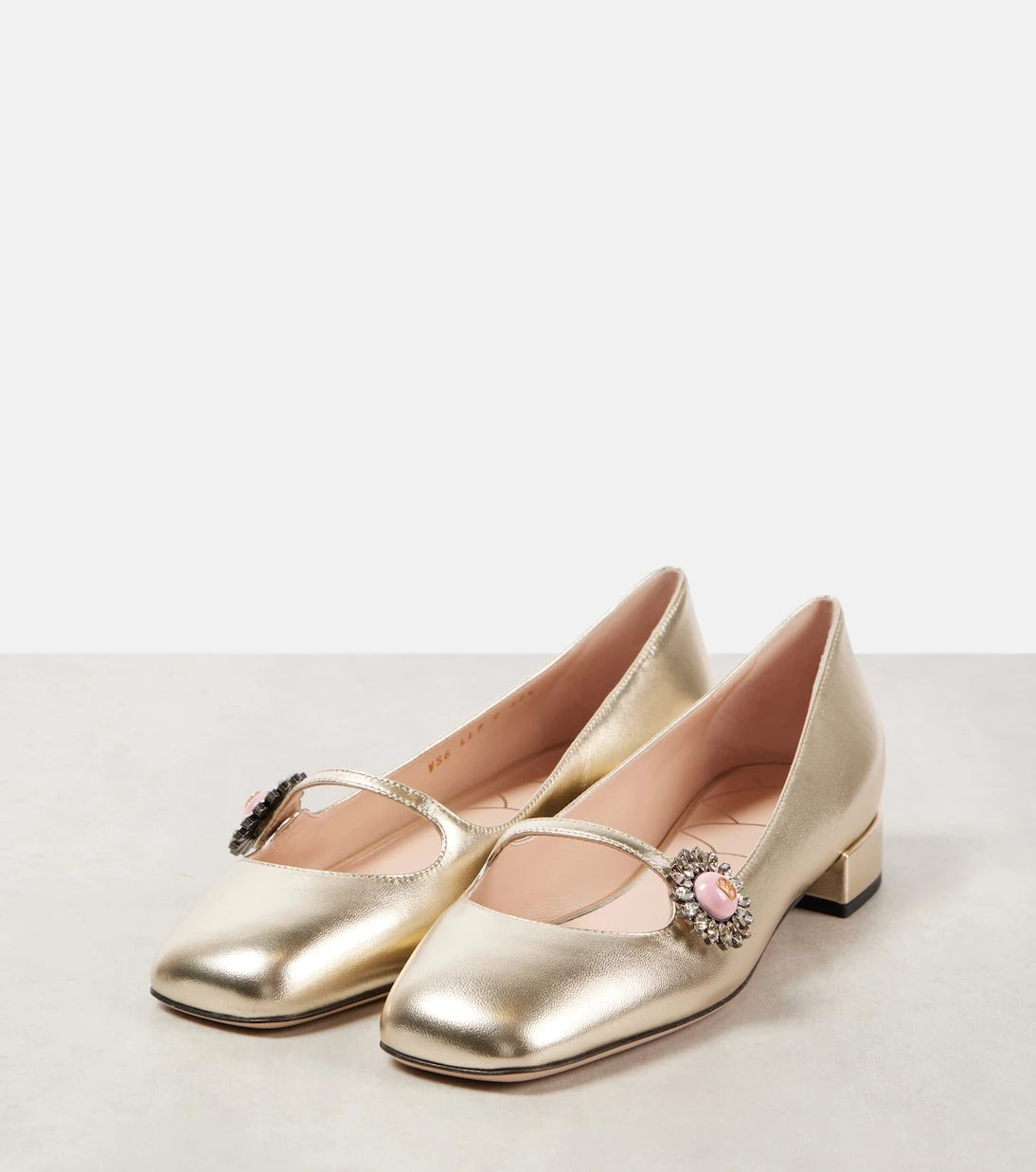 Valentino Garavani - Metallic leather Mary Jane flats