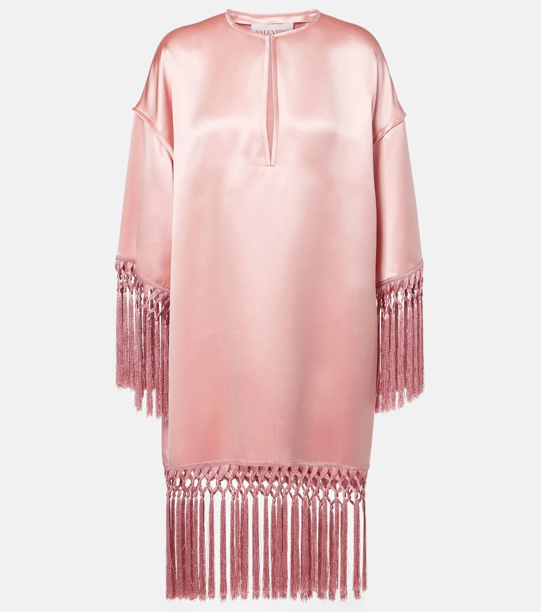 Valentino - Fringed silk duchess satin minidress