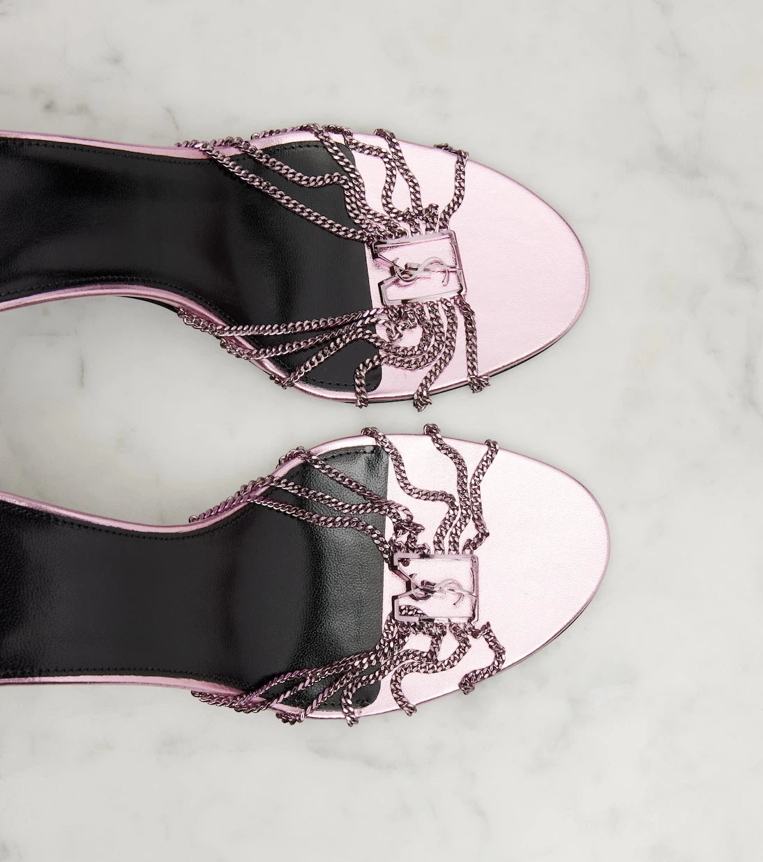 Saint Laurent - Babylone 90 leather-trimmed sandals