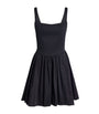 Black Cotton Square-Neck Mini Dress