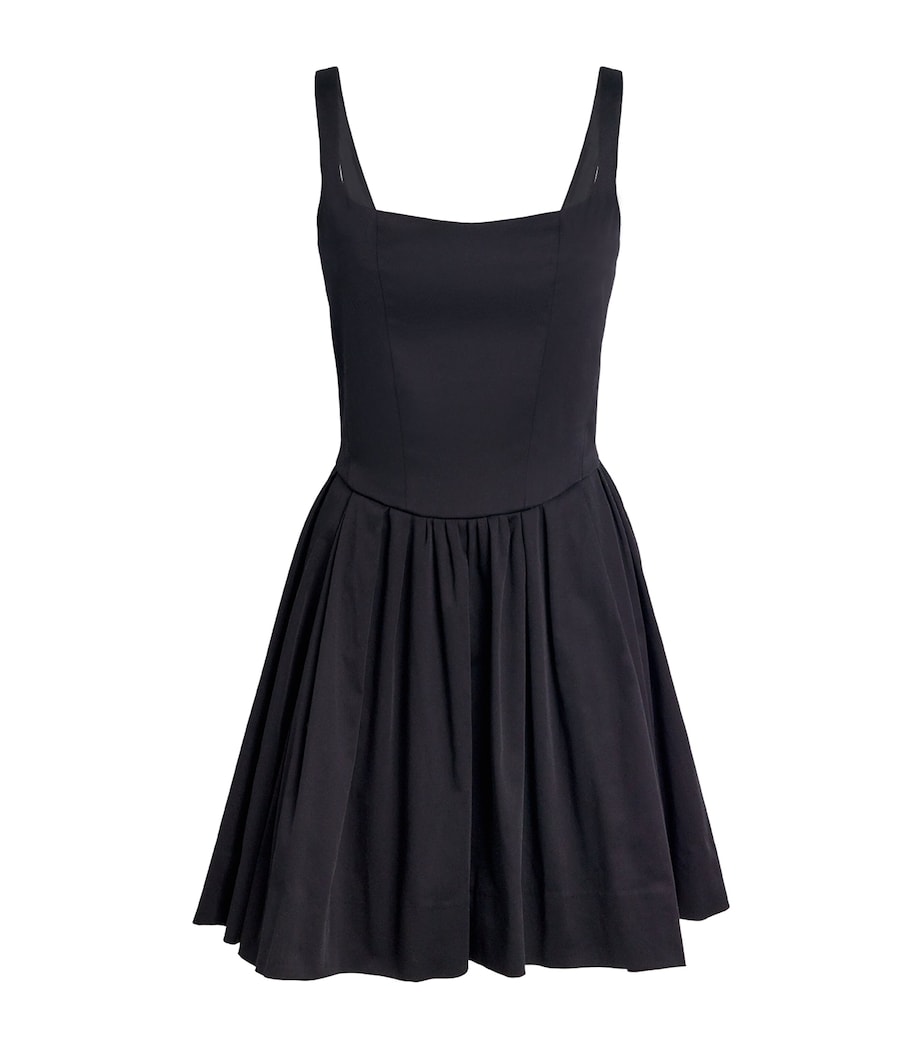Black Cotton Square-Neck Mini Dress