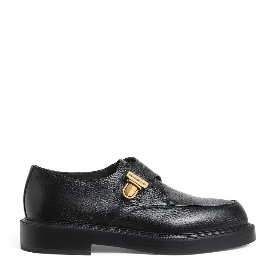 Pebbled Leather Monk-Strap Shoes