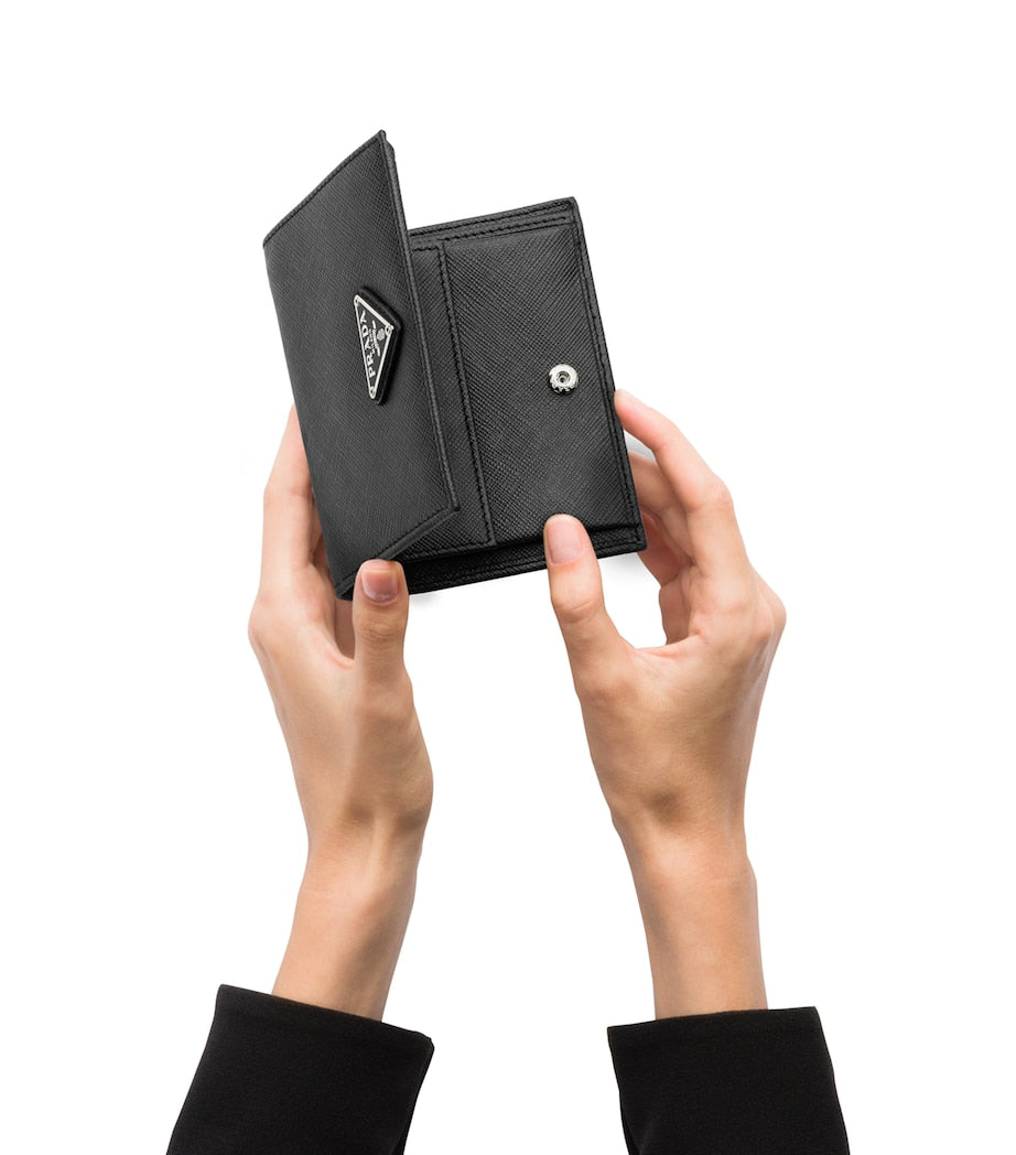 Prada Black Small Saffiano Leather Bifold Wallet