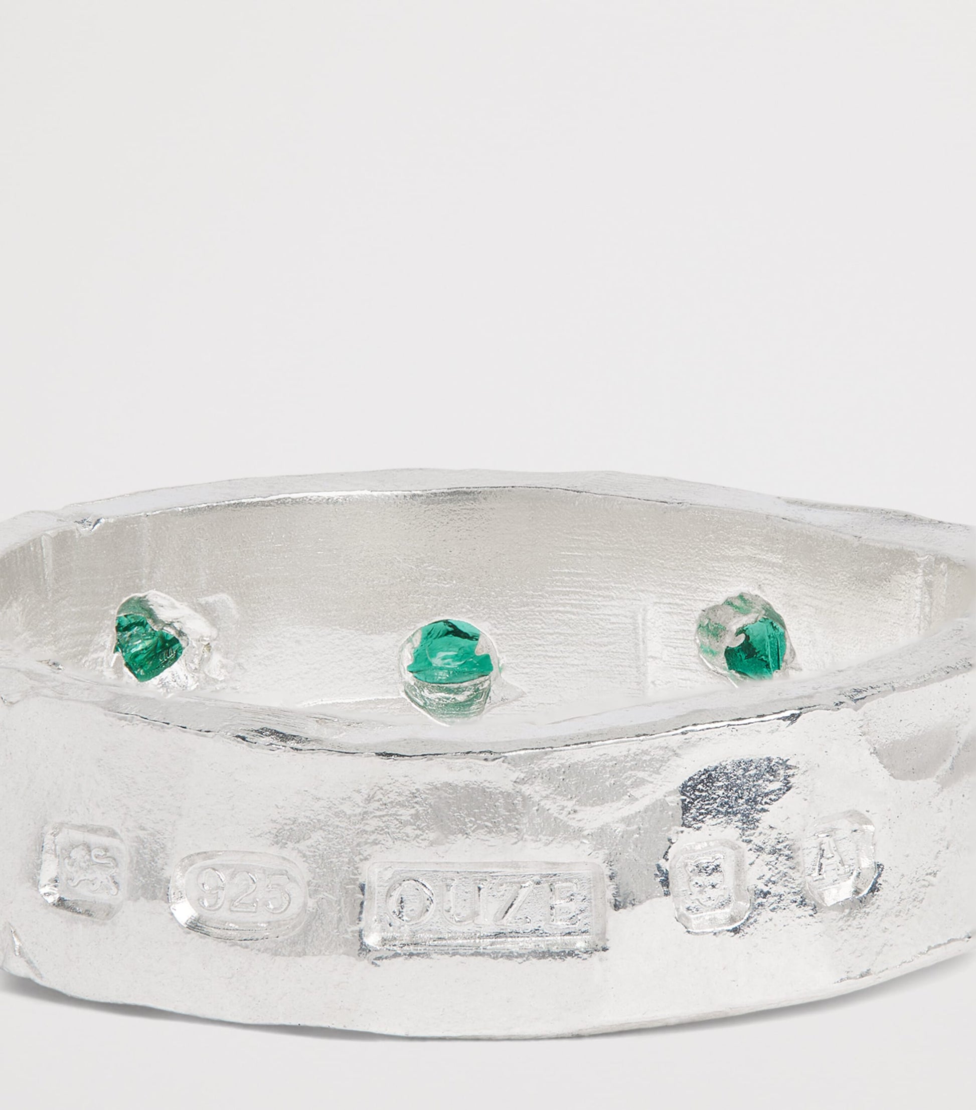 Sterling Silver and Emerald Scatter Ring