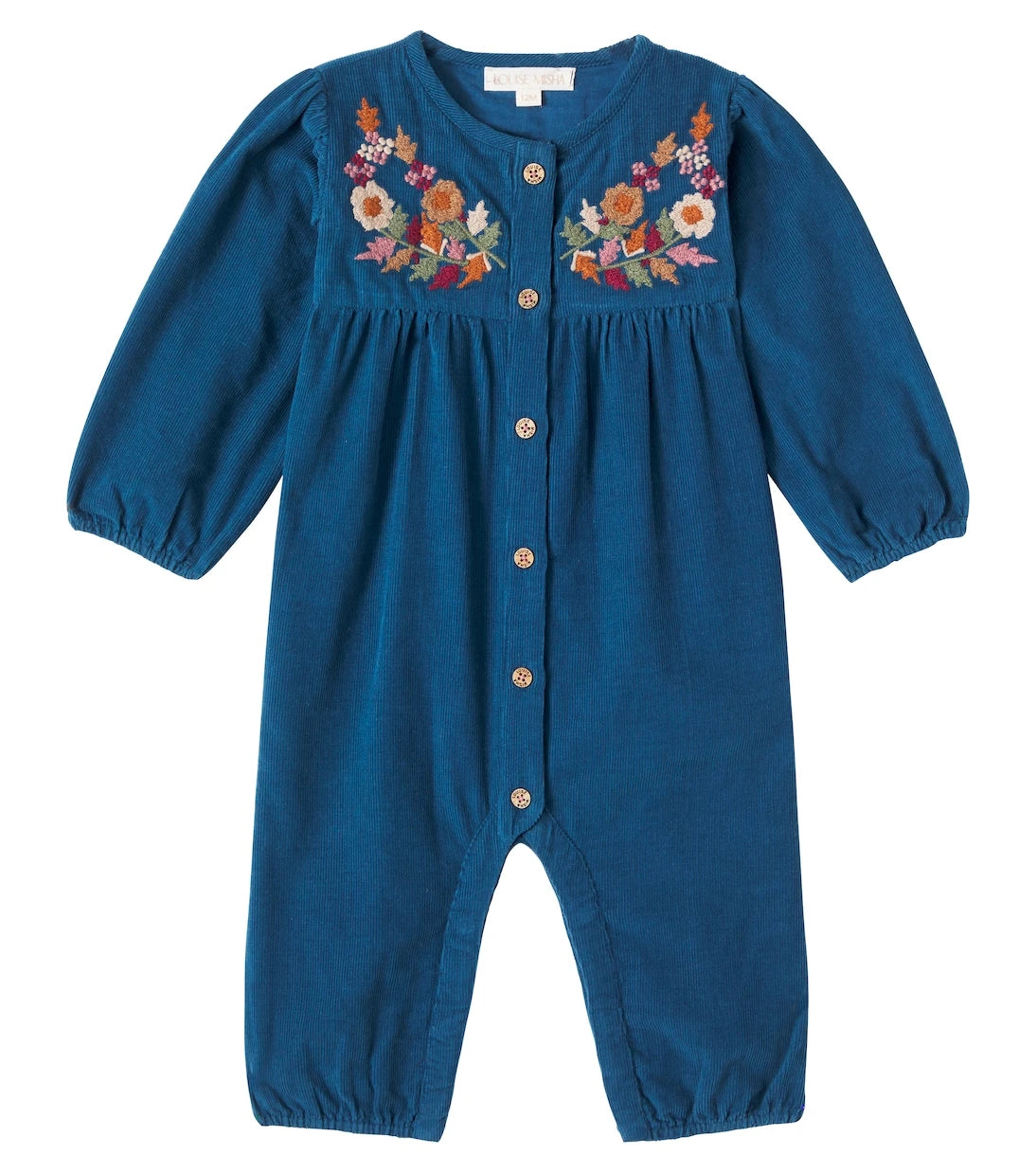 Louise Misha - Baby embroidered cotton corduroy onesie