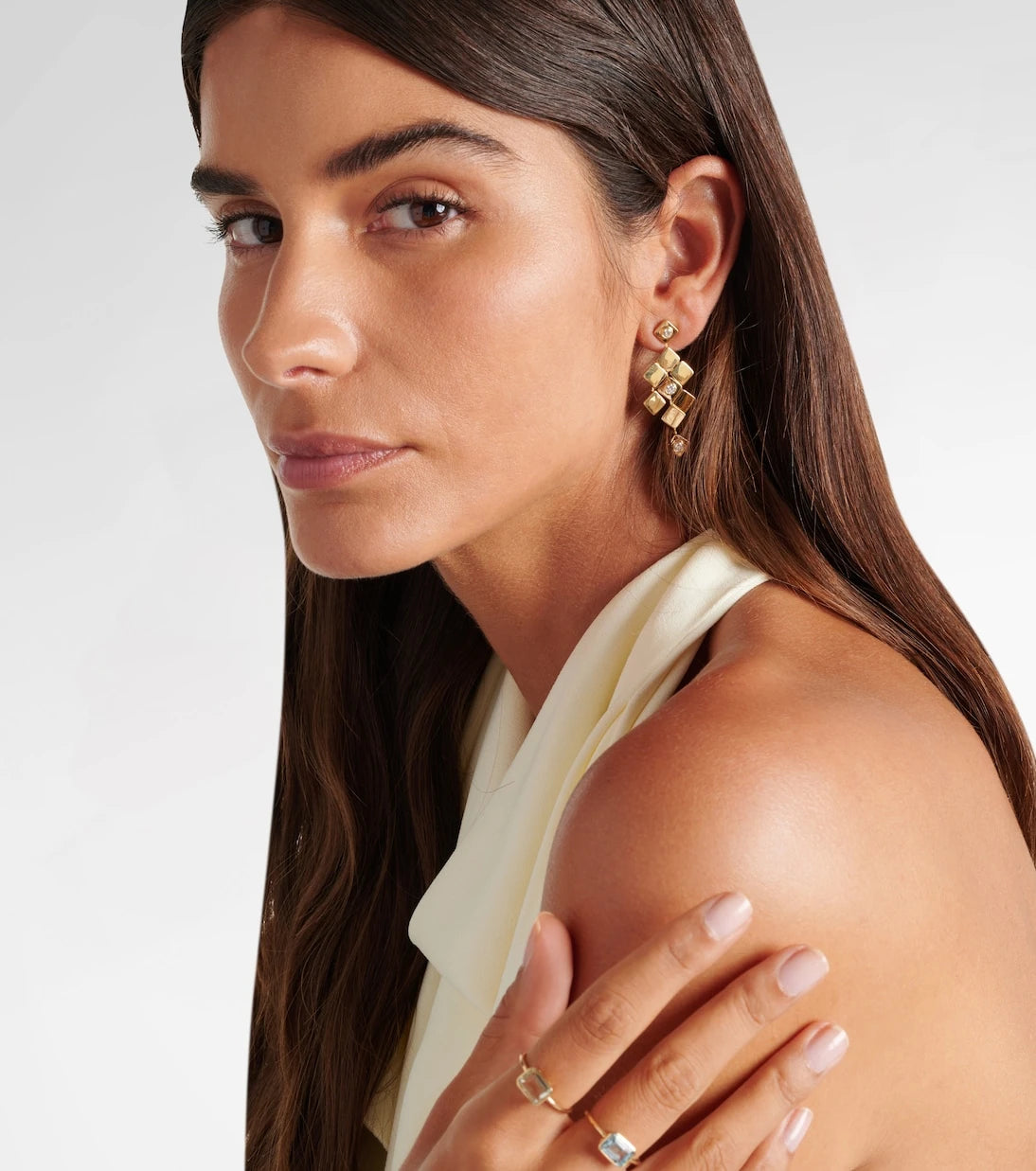 Ileana Makri - Tile Temple 18kt gold drop earrings with diamonds
