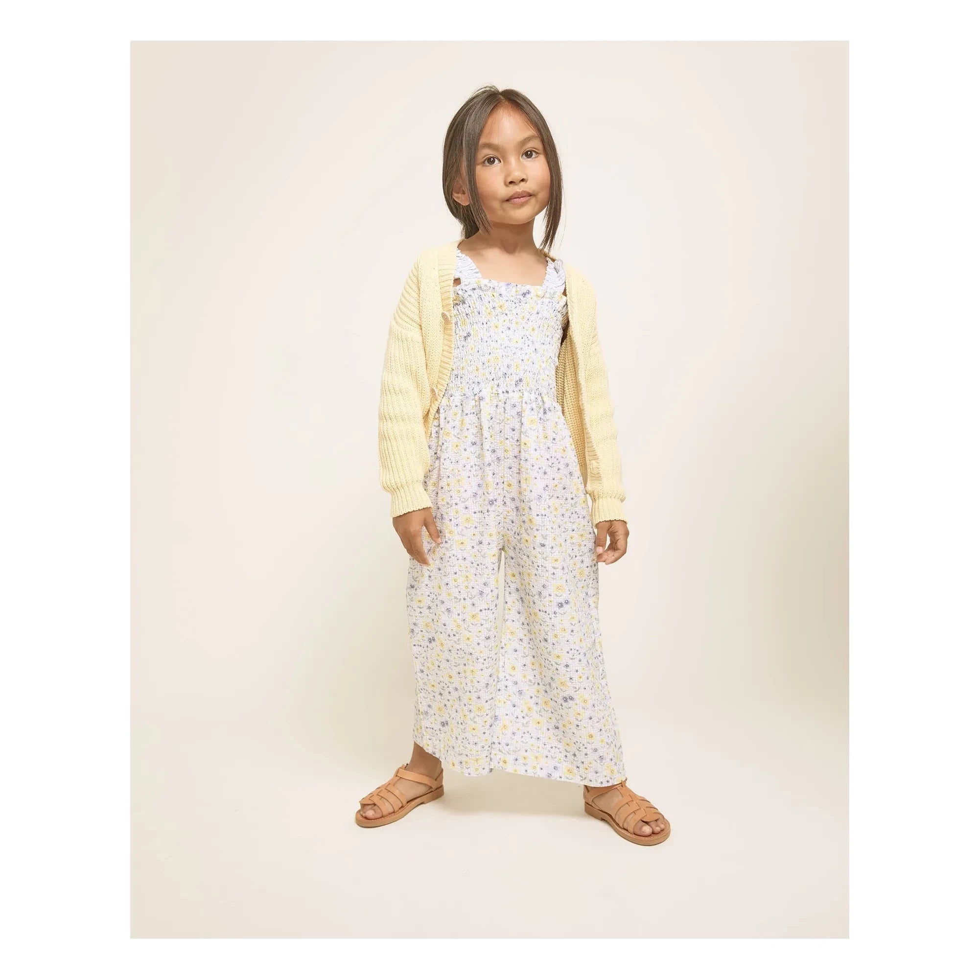 Búho - Organic cotton V-neck ribbed cardigan | Yellow