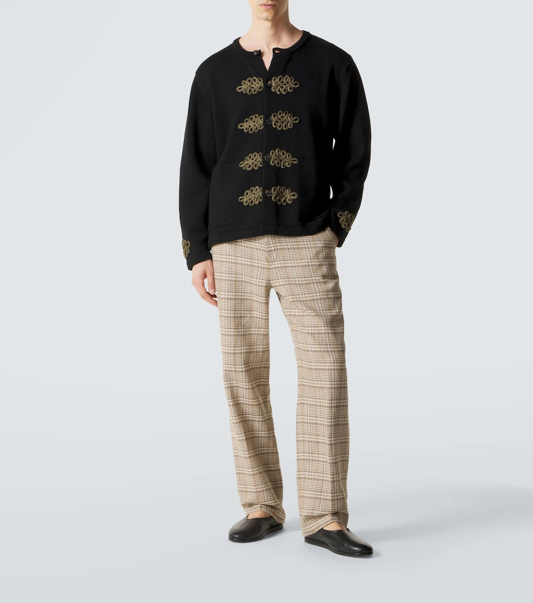 Bode - Looped Frog embroidered wool cardigan