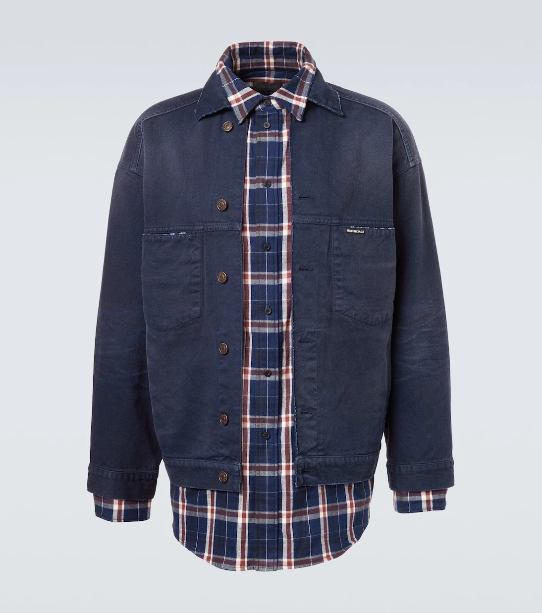 Balenciaga - Checked layered denim jacket