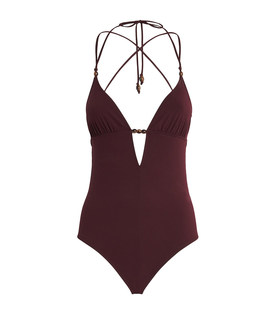 Burgundy Beaded Leila Swimsuit