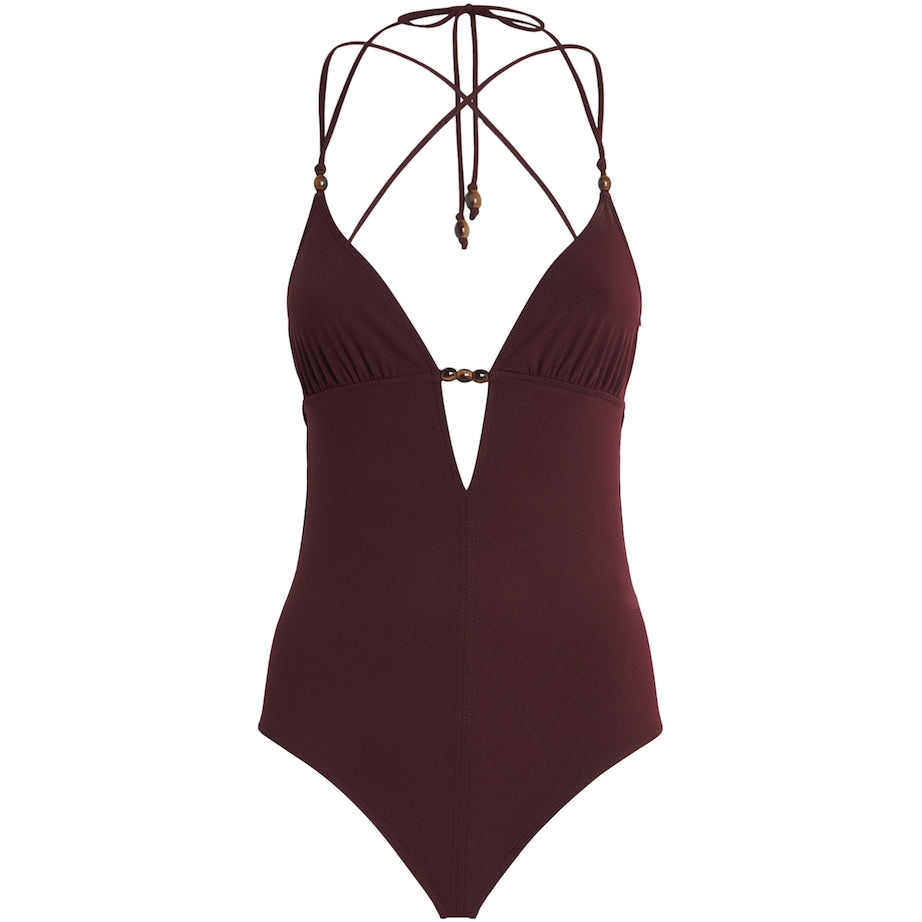 Burgundy Beaded Leila Swimsuit