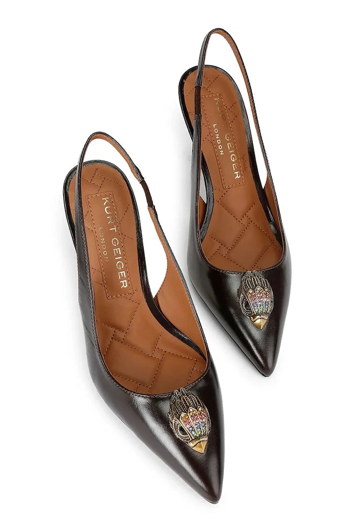 Kurt Geiger London обувки с ток от кожа Belgravia High Sling Brown