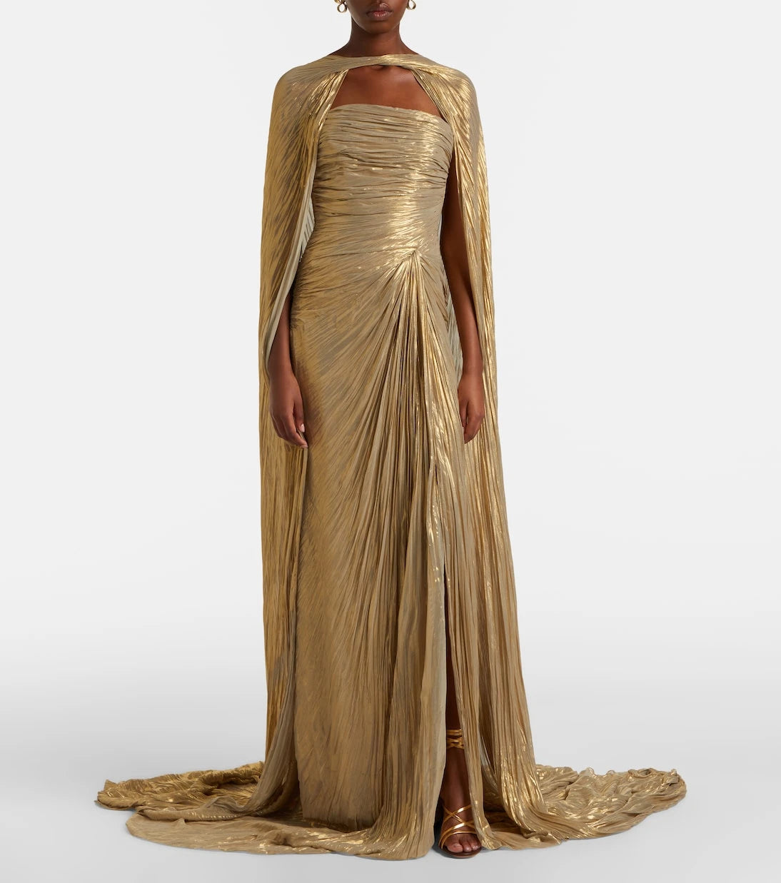 Marmar Halim - Caped pleated bustier gown