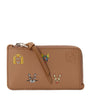 LOEWE Brown Leather Cats Coin Card Holder