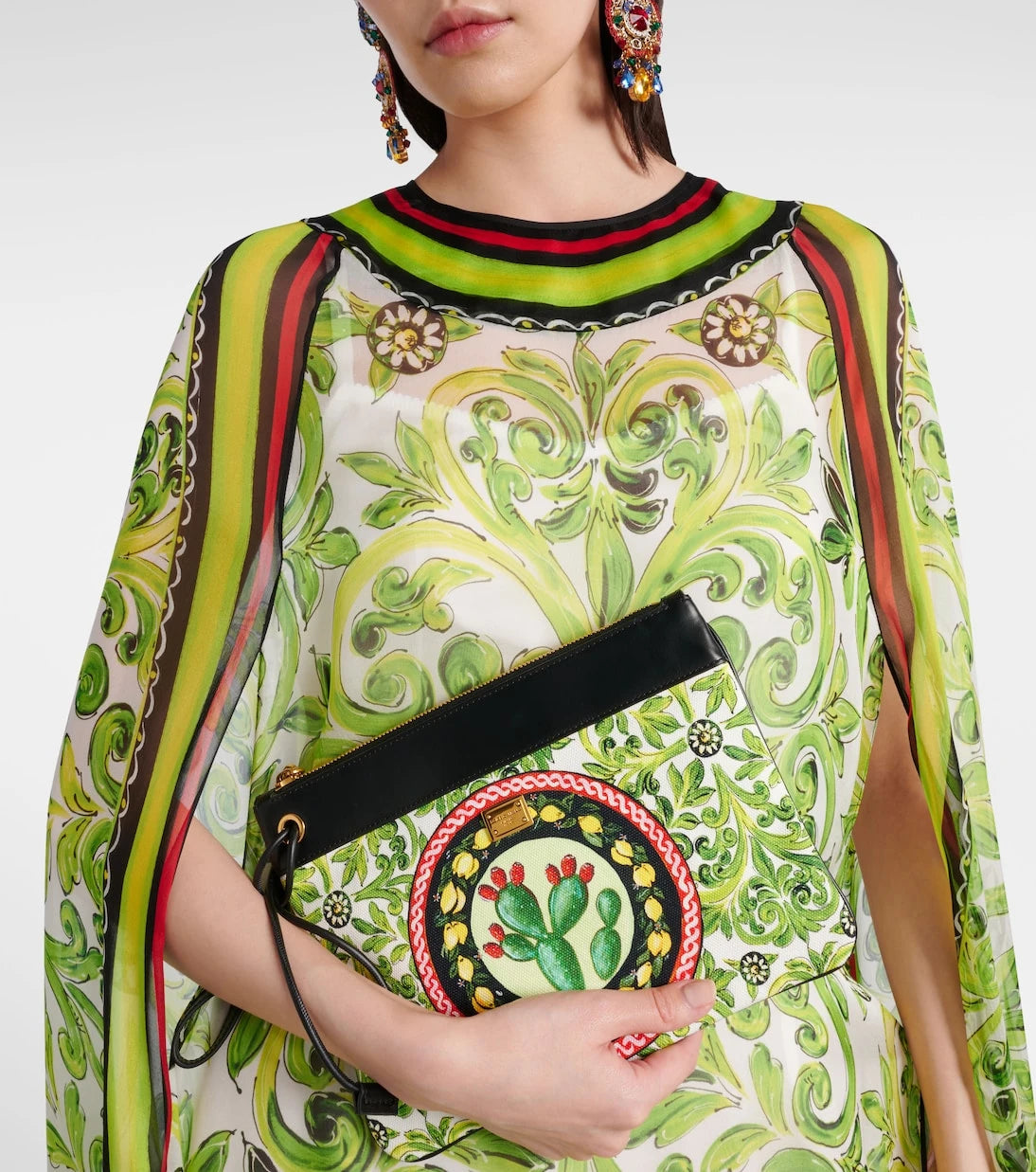 Dolce&Gabbana - Printed leather-trimmed canvas pouch