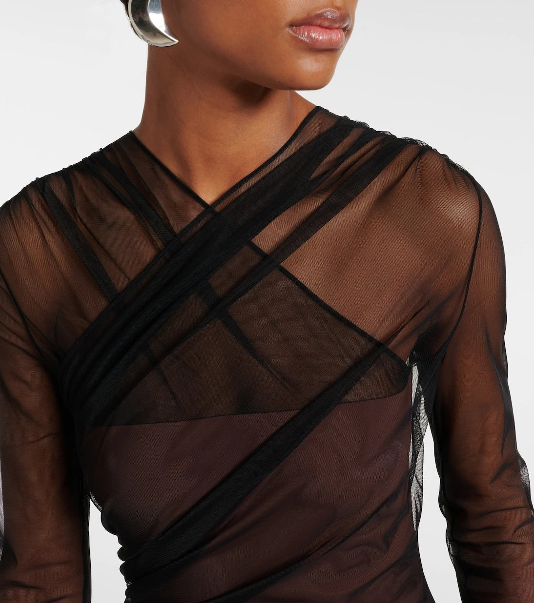 Nensi Dojaka - Renee draped tulle bodysuit