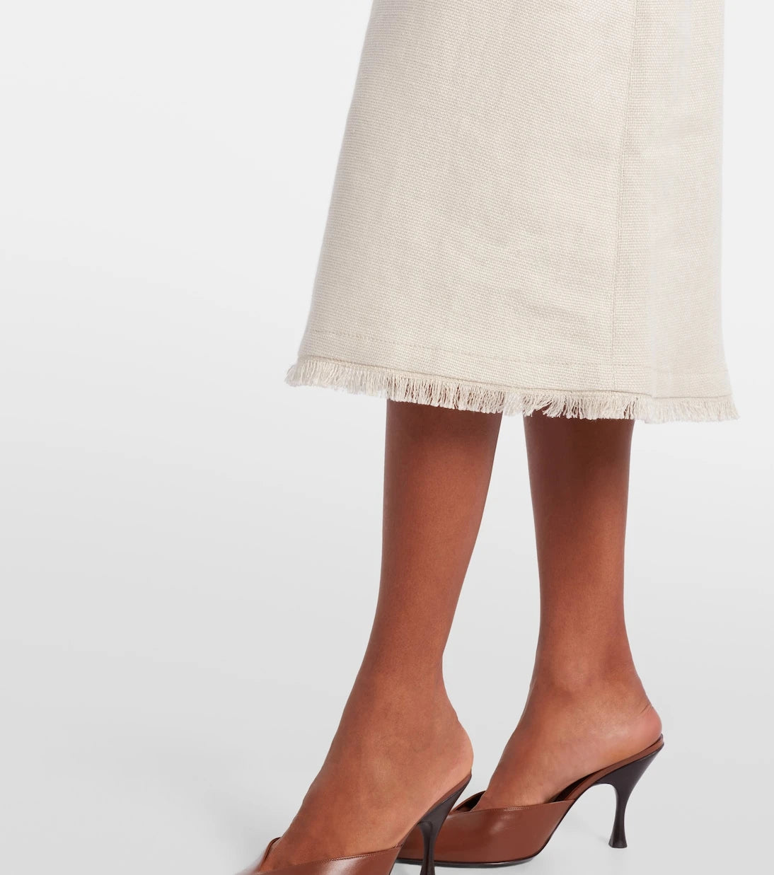 'S Max Mara - Fiocchi linen and cotton midi skirt