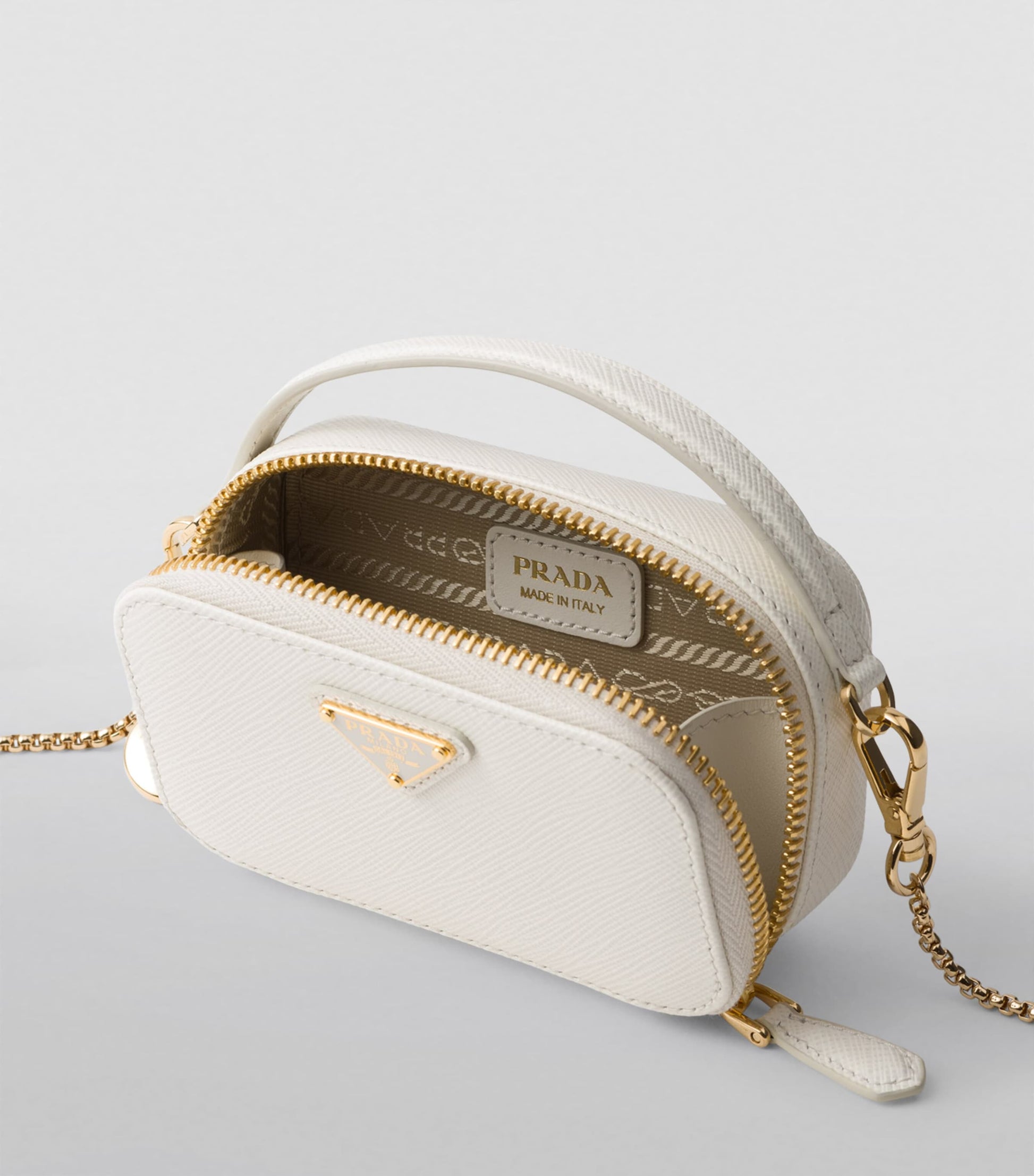 White Saffiano Leather Mini Pouch
