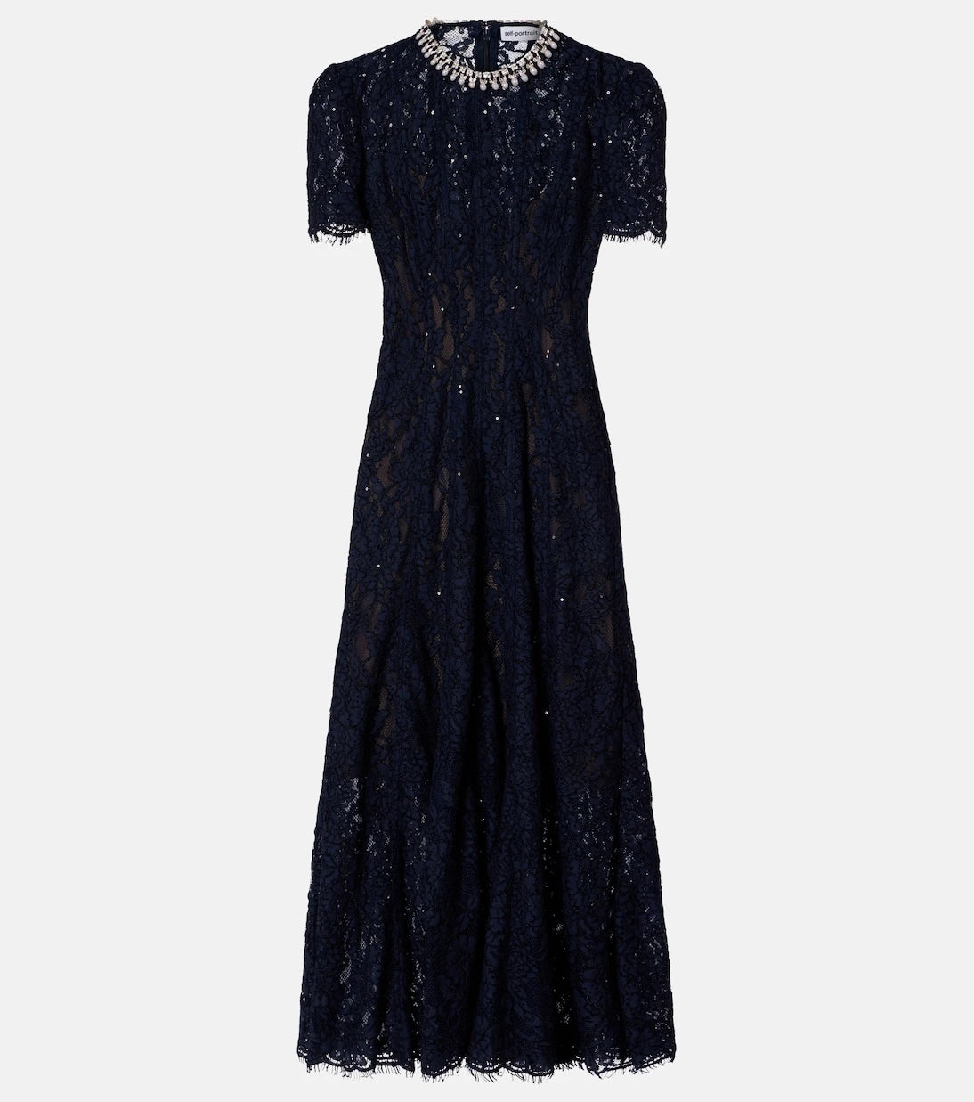 Self-Portrait - Embellished lace midi dress