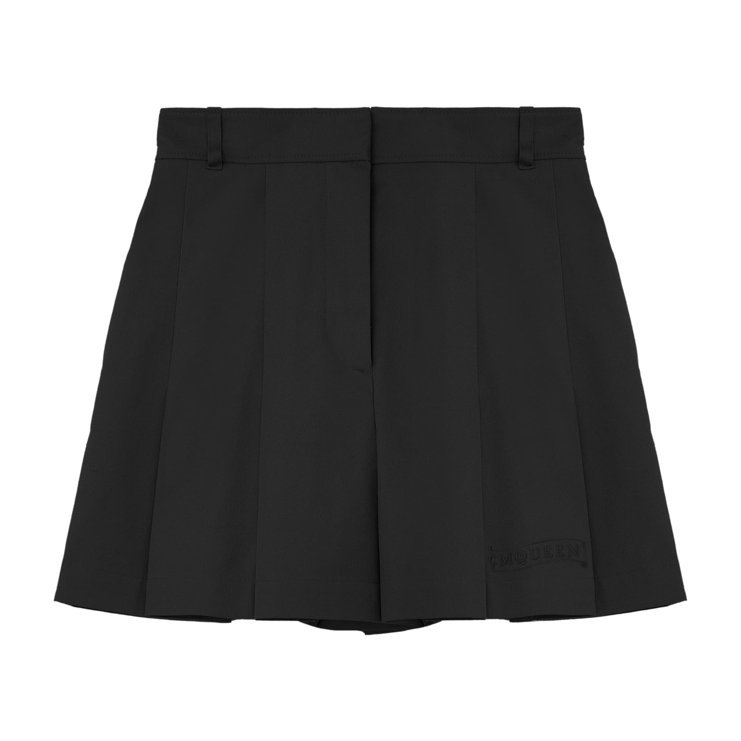 McQueen Black Wool-Mohair Pleated Shorts