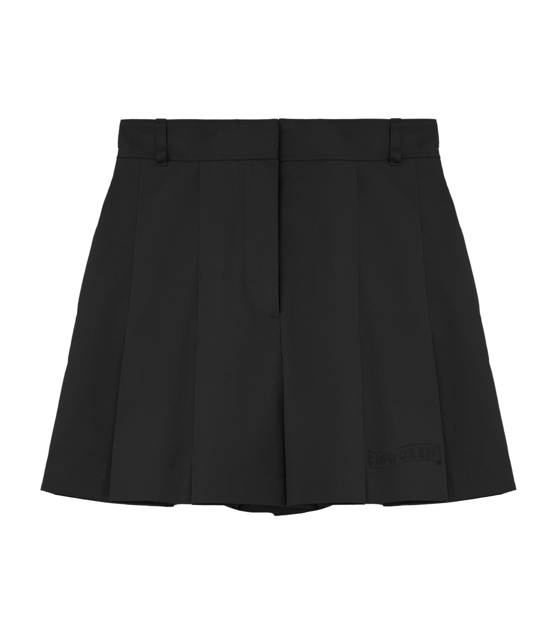 McQueen Black Wool-Mohair Pleated Shorts