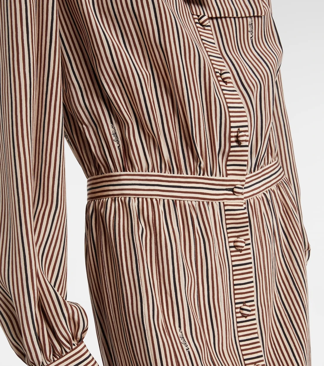 Valentino - Striped tie-neck silk midi dress