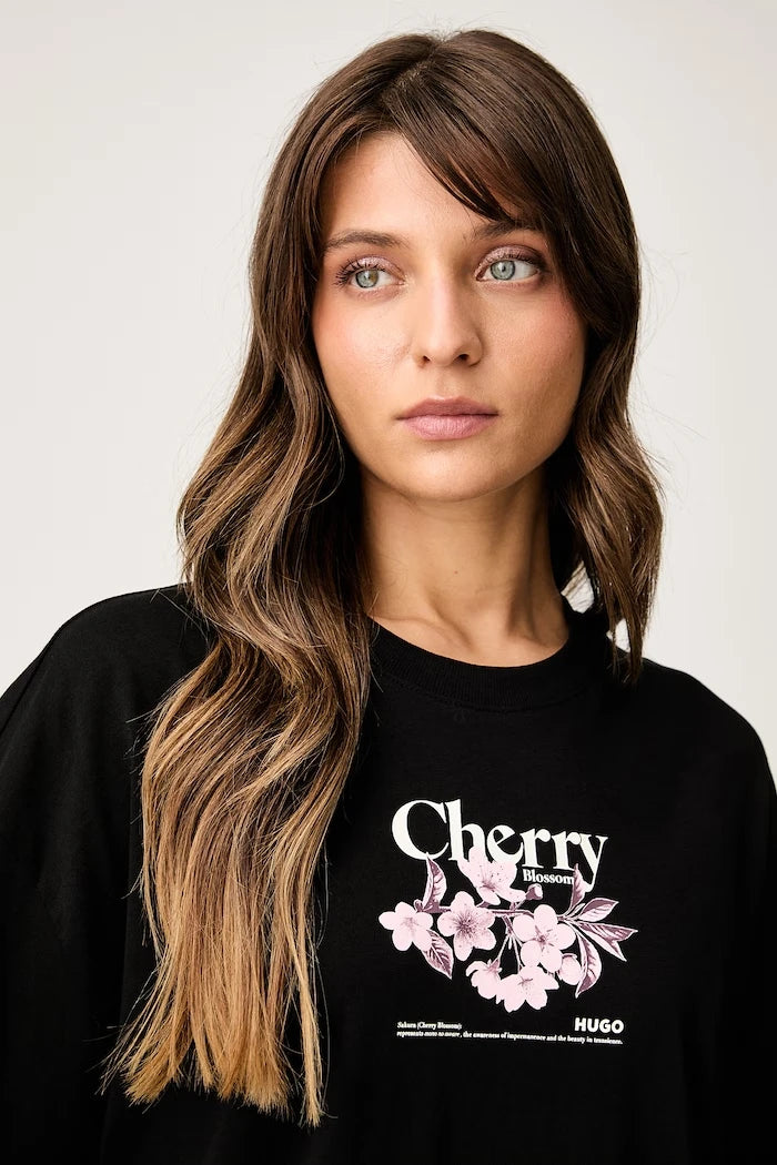 HUGO Blue тениска дамска от памук Oversized Tee_B_15