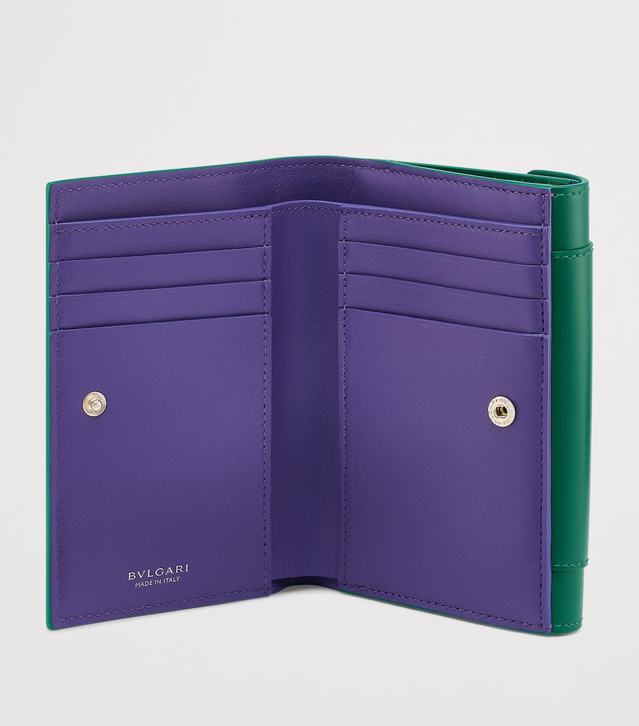 Green Leather Serpenti Forever Wallet