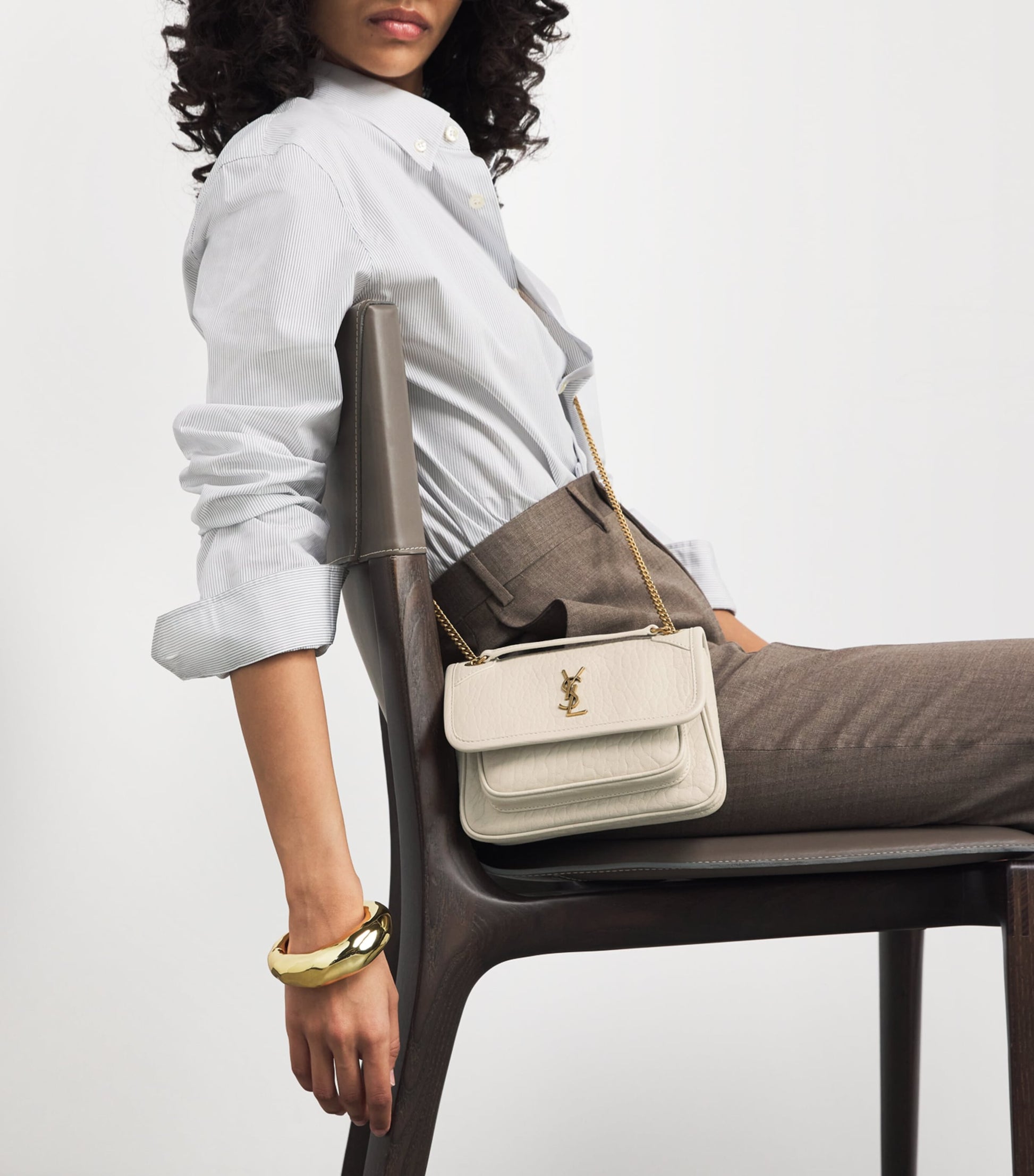 Saint Laurent White Mini Leather Niki Shoulder Bag