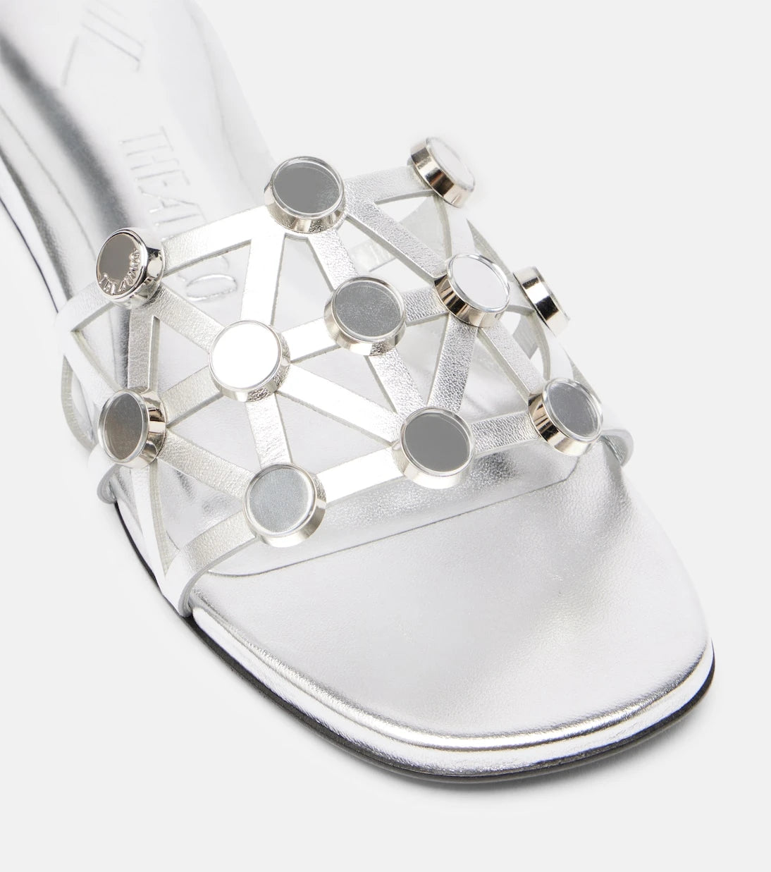 The Attico - Grid embellished leather flat sandals