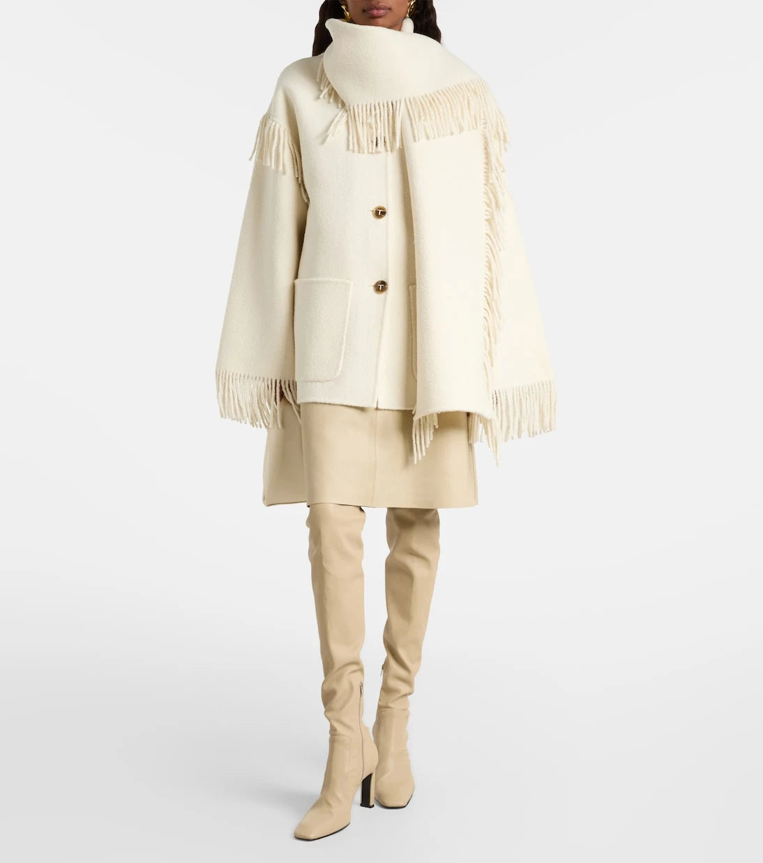 Toteme - Fringed wool-blend scarf jacket