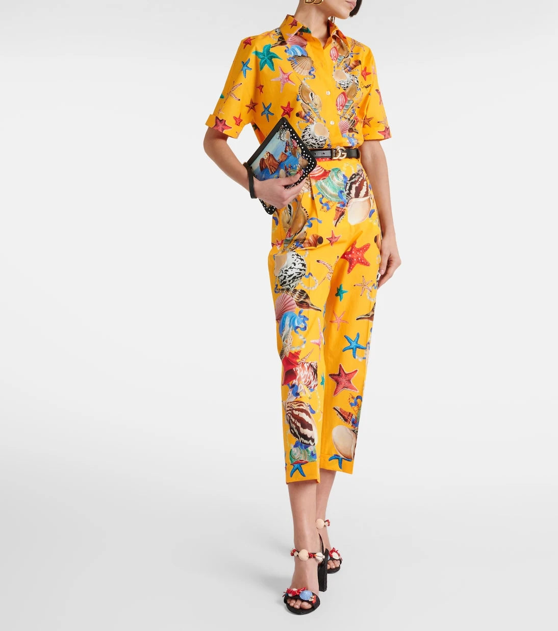 Dolce&Gabbana - Capri printed high-rise cotton tapered pants