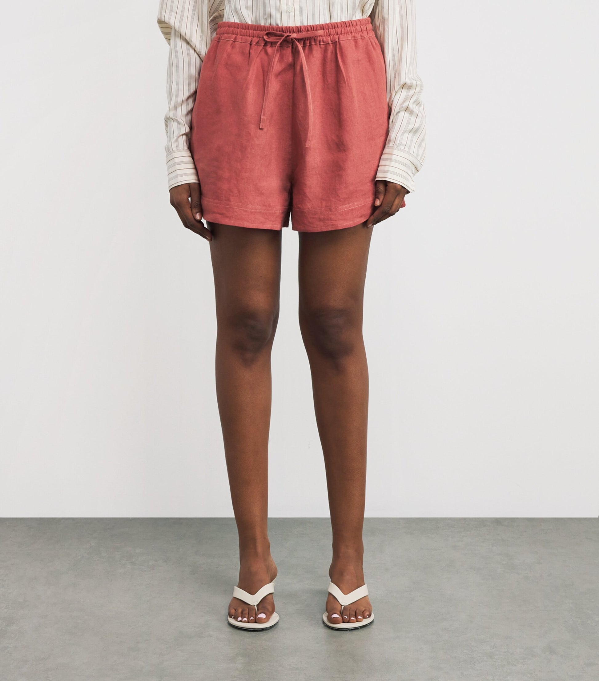 Le Kasha Pink Organic Linen Tabal Shorts