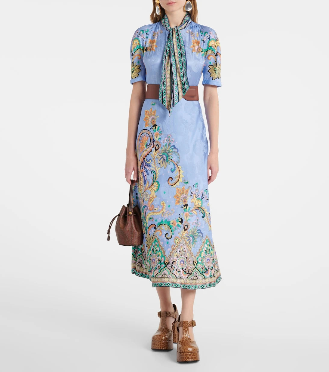 Etro - Paisley satin midi dress