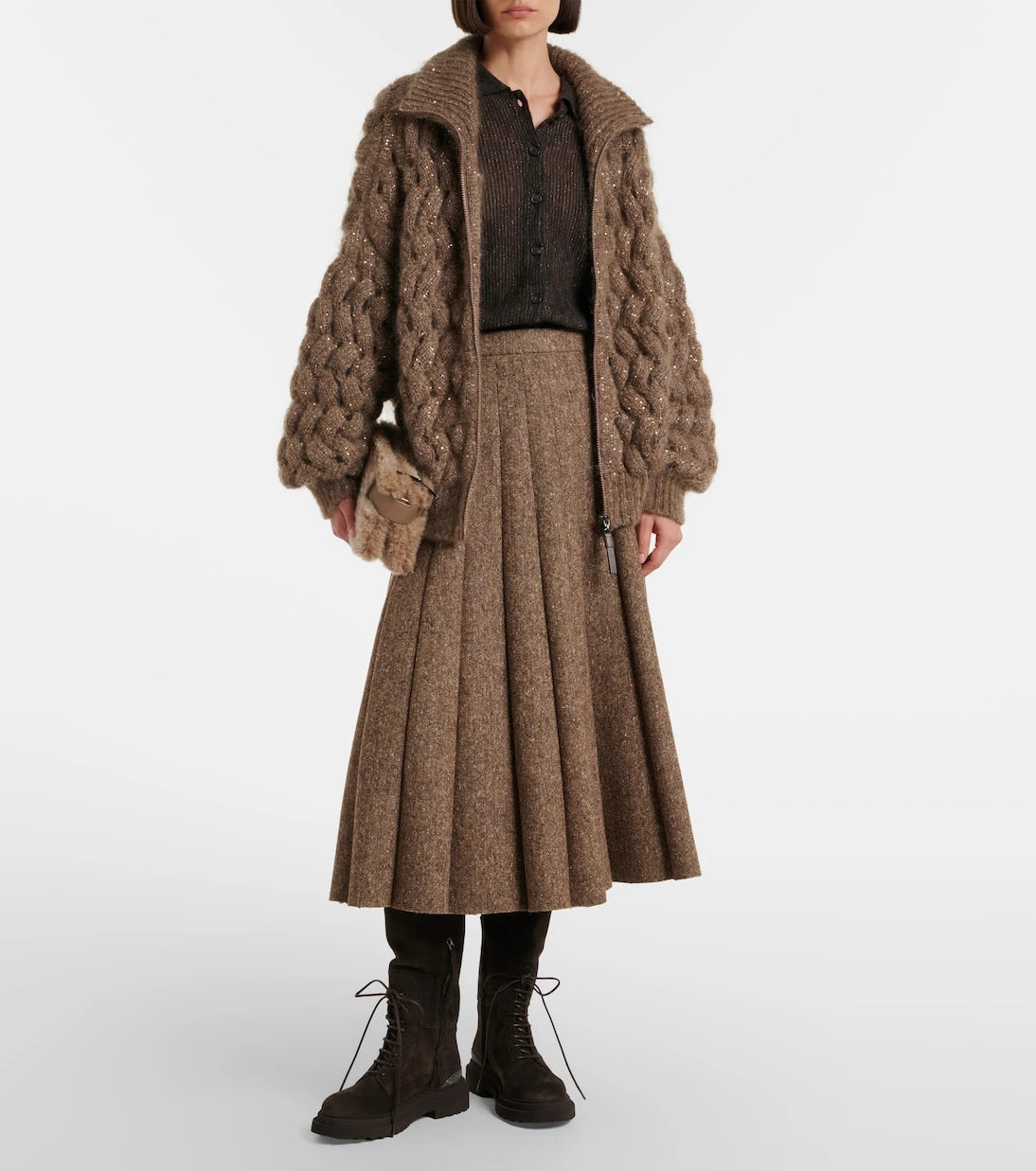 Brunello Cucinelli - Open-knit sequined mohair and wool-blend cardigan