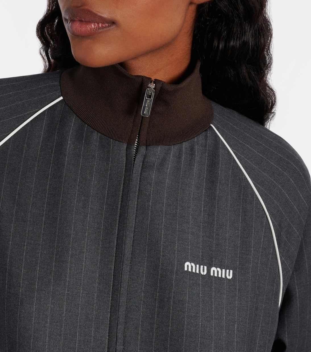 Miu Miu - Pinstripe virgin wool blouson
