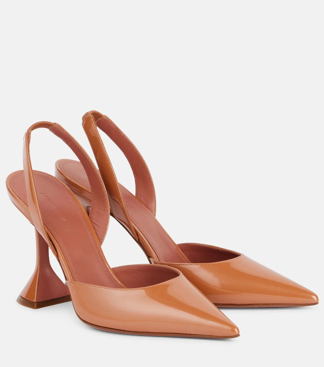Amina Muaddi - Holli Sling 95 patent leather pumps