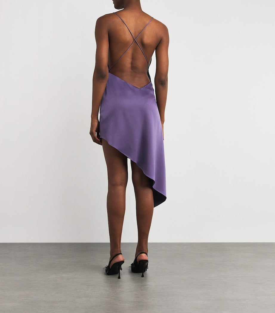 Alex Perry Purple Satin Asymmetric Mini Dress