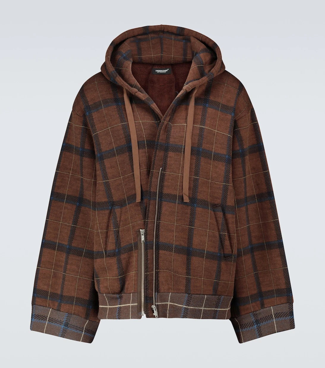 Undercover - Zipped checked hooded sweatshirt