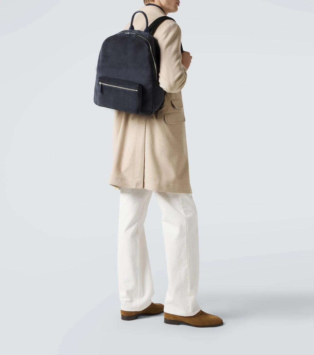 Kiton - Leather-trimmed suede backpack