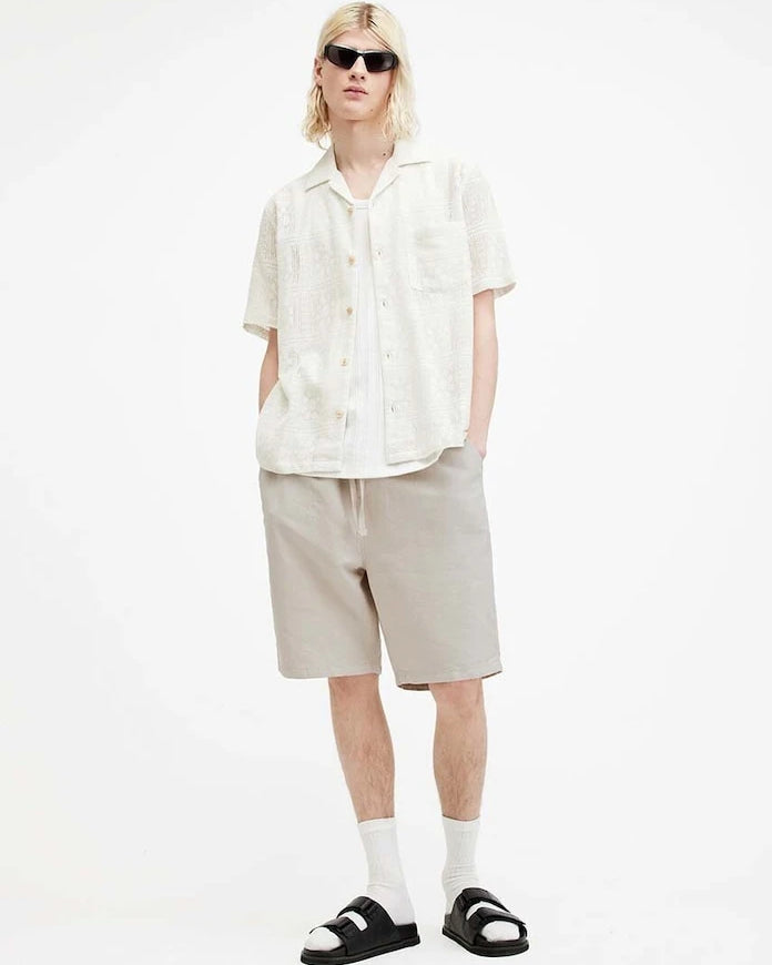 Къс панталон с лен AllSaints HANBURY