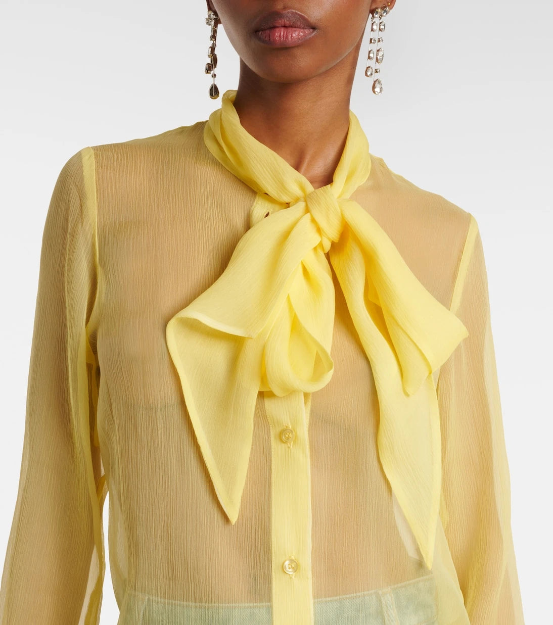 Nina Ricci - Sheer tie-neck silk chiffon blouse