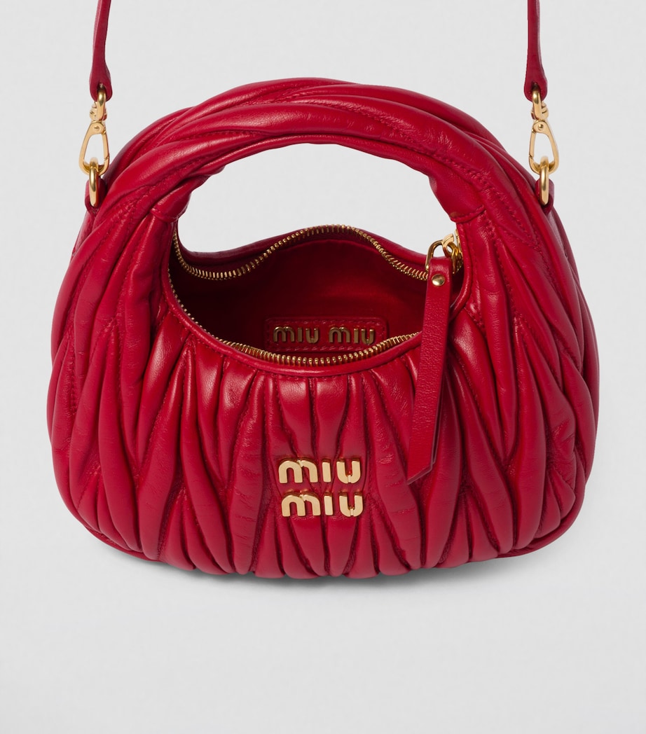 Red Mini Leather Matelassé Wander Top-Handle Bag