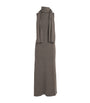 STAUD Brown Wool Scarf-Neck Canal Midi Dress