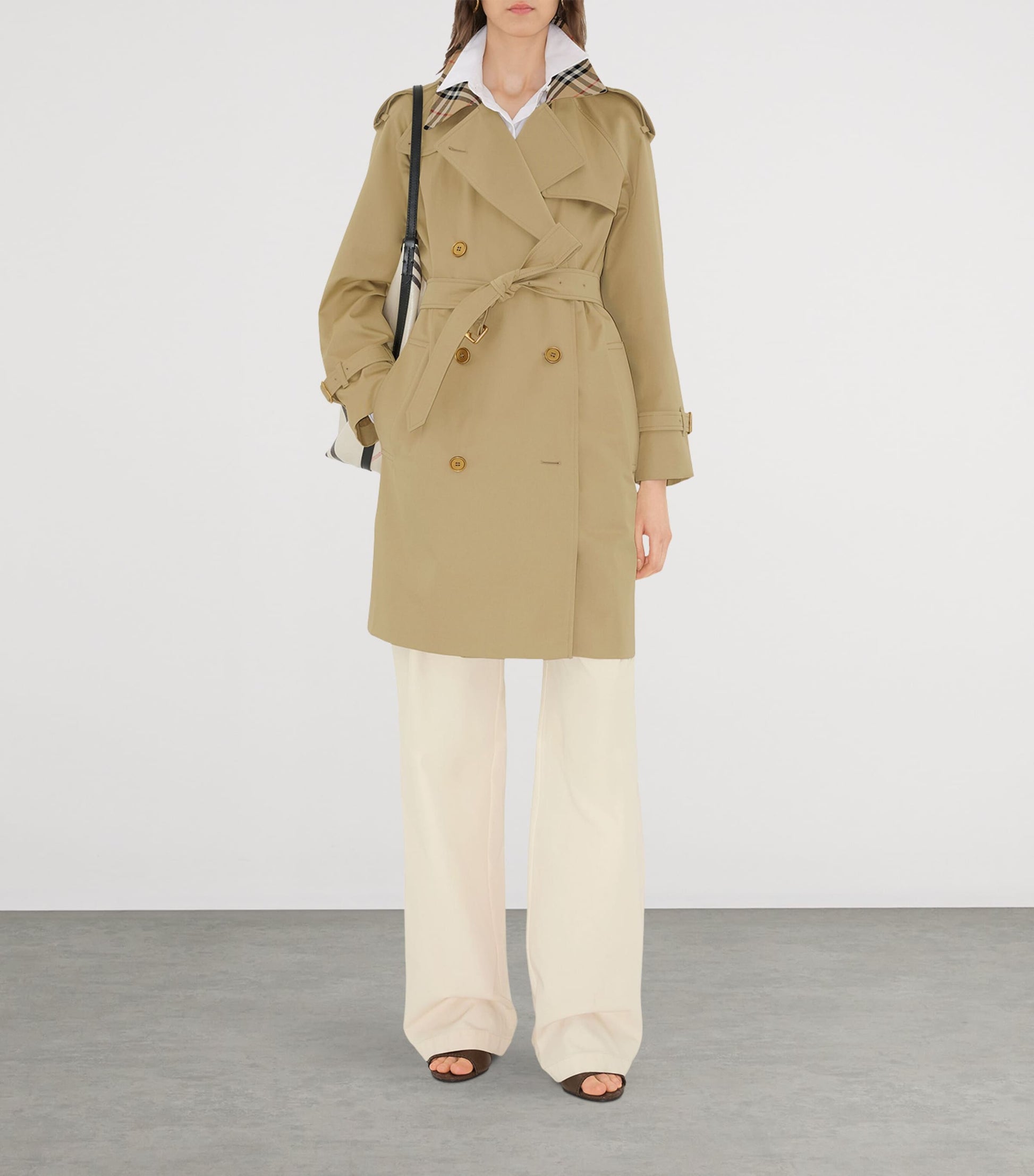 Burberry Beige Mid-Length Castleford Trench Coat