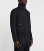 Canali Black Wool-Blend Shearling-Collar Bomber Jacket
